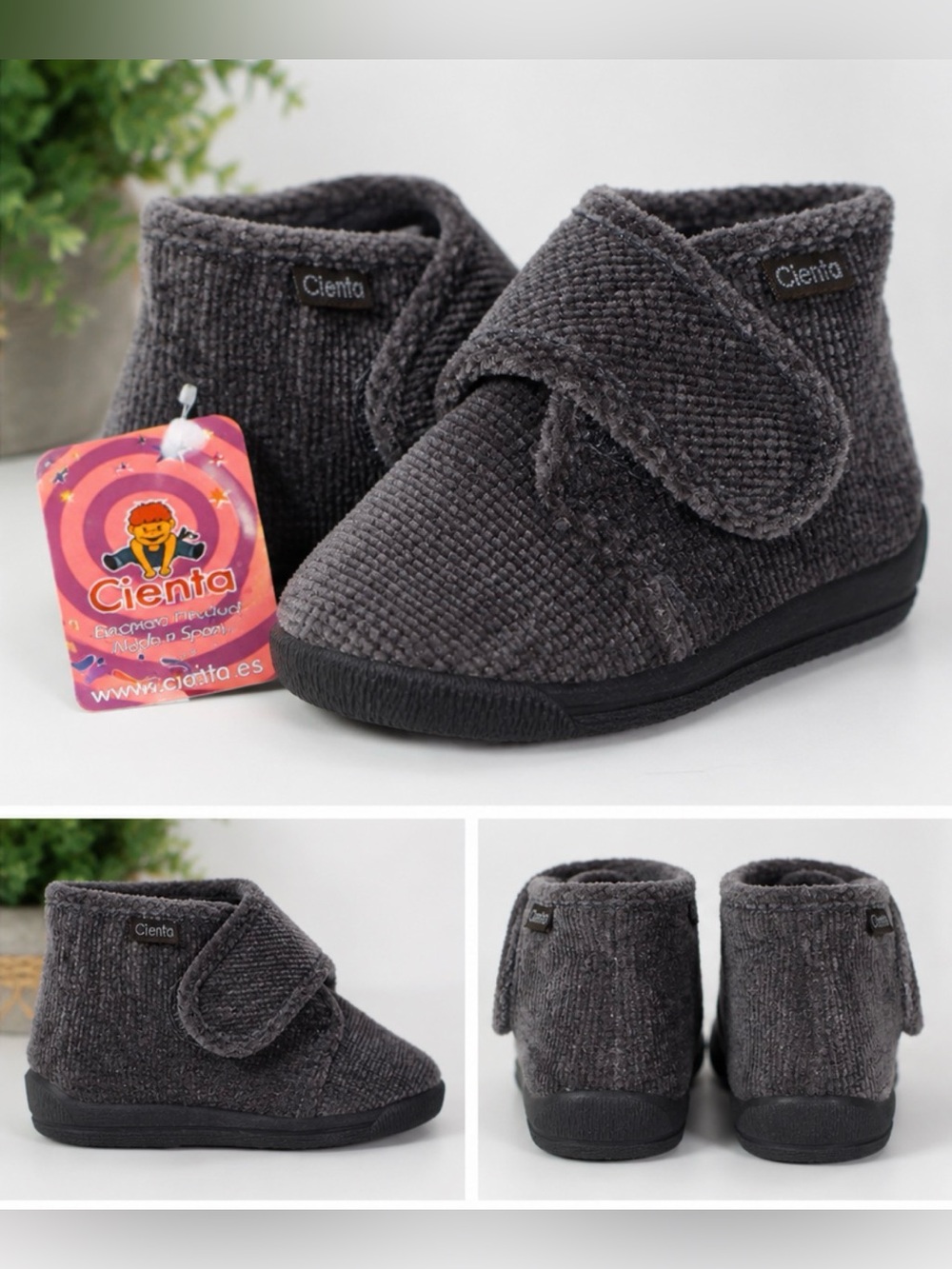 Cienta NWT Toddler Bootie Slippers Gray EU 27 / US 9.5-10 Made in Spain
